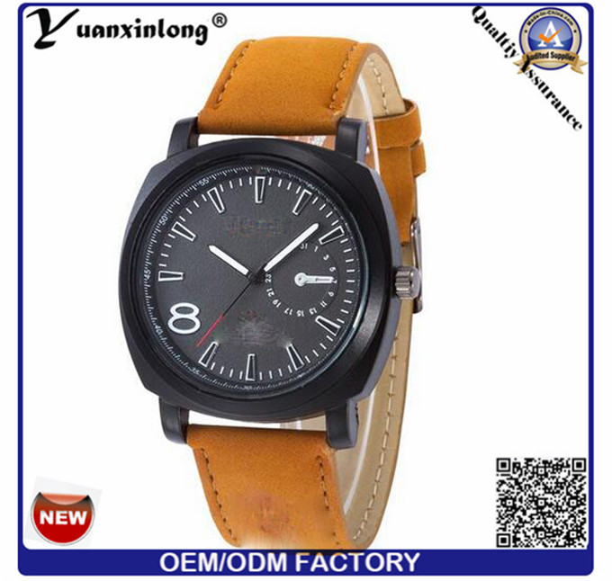 Yxl-374 New Design Leather Luxury Mens Watch Military Army Larger Face Curren Brand Watches Men