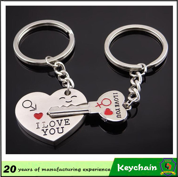 Metal Heart and Key Shape Couple Keychain