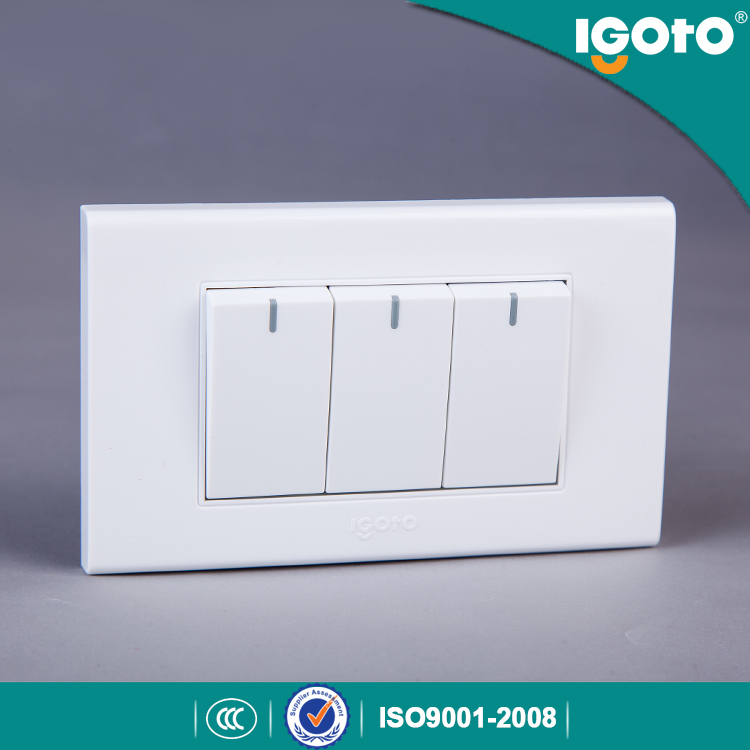 Igoto A1031 White Color Mexico Agent American Standard 118*75mm 3 Gang 1 Way Switch 3 Gang 2 Way Switch