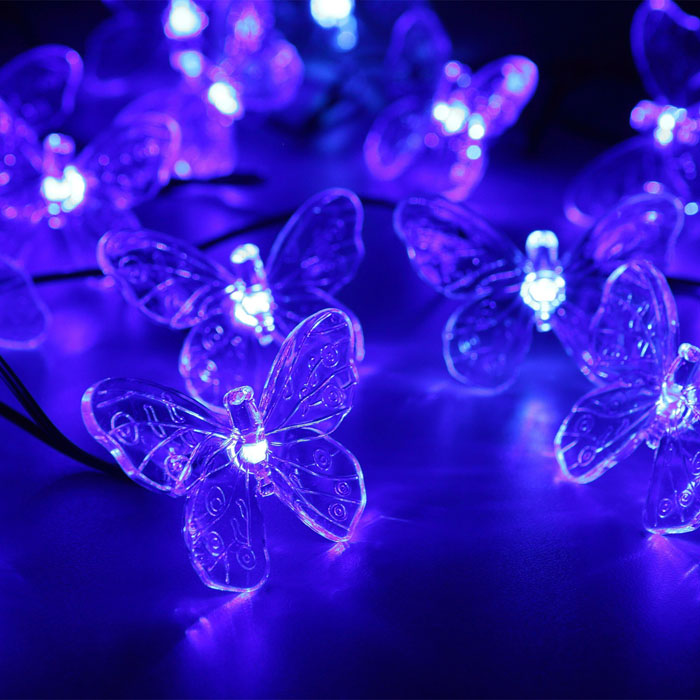 20 LEDs Color Changing Butterfly Solar LED Light Outdoor Waterproof Garden Decoration Light Solar String Lights