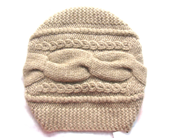 100%Cashmere Big Cable Hat Hand Knit