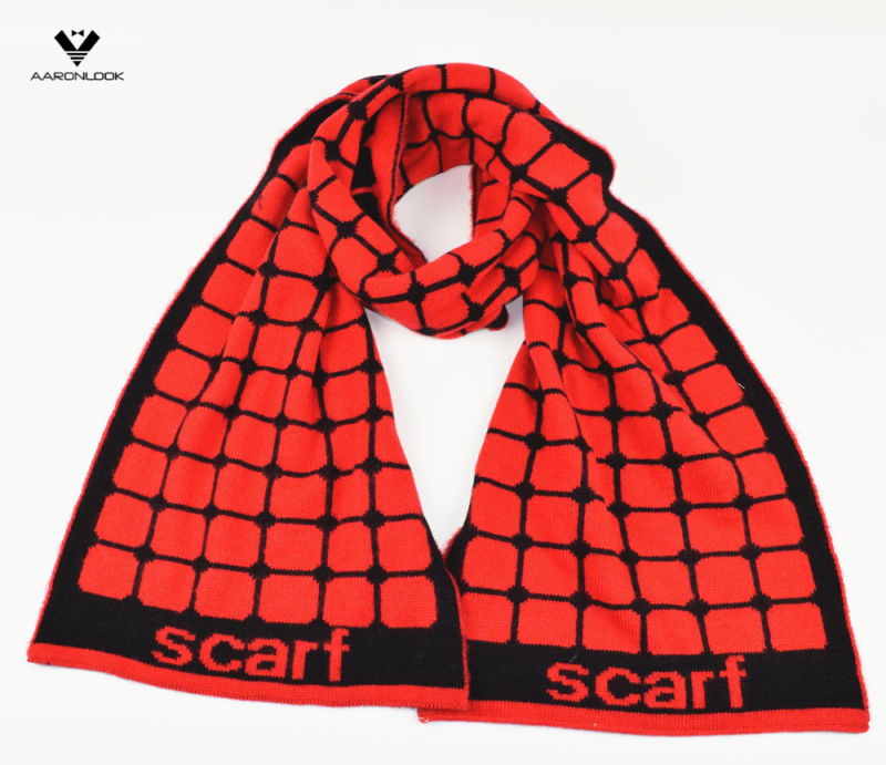 2016 Latest Soft Acrylic Double Side Jacquard Grid Pattern Scarf