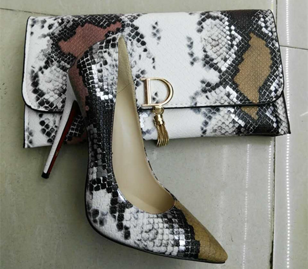 New Collection Snake Pattern High Heel Shoes and Bags (G-7)