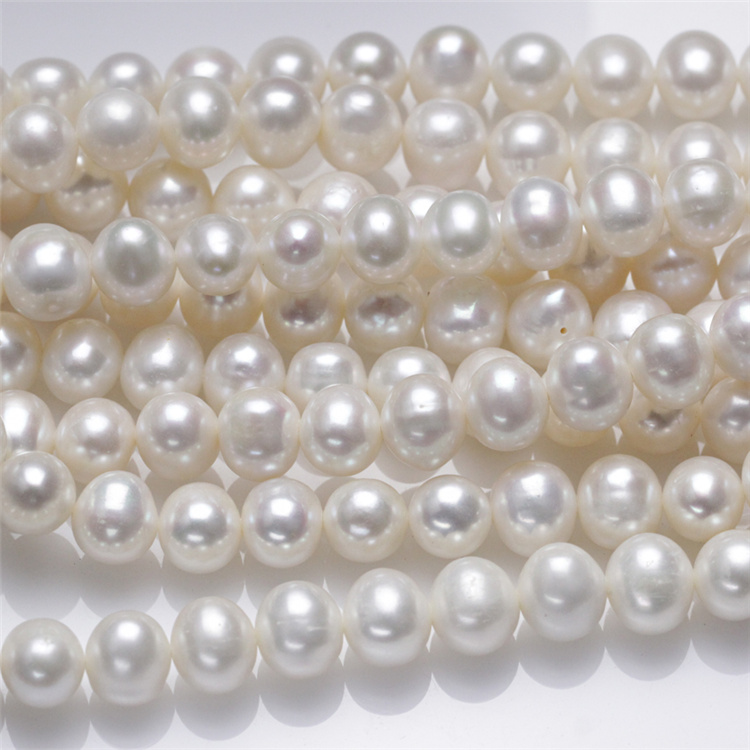 10mm AA Semi Near Round Large Size Real Fresh Water Freshwater Pearl Beads String Pearl Strand