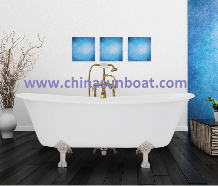 Cast Iron Bathtub Independent Enamel Bathtub European Classical Double Deepening Enamel Bathtub