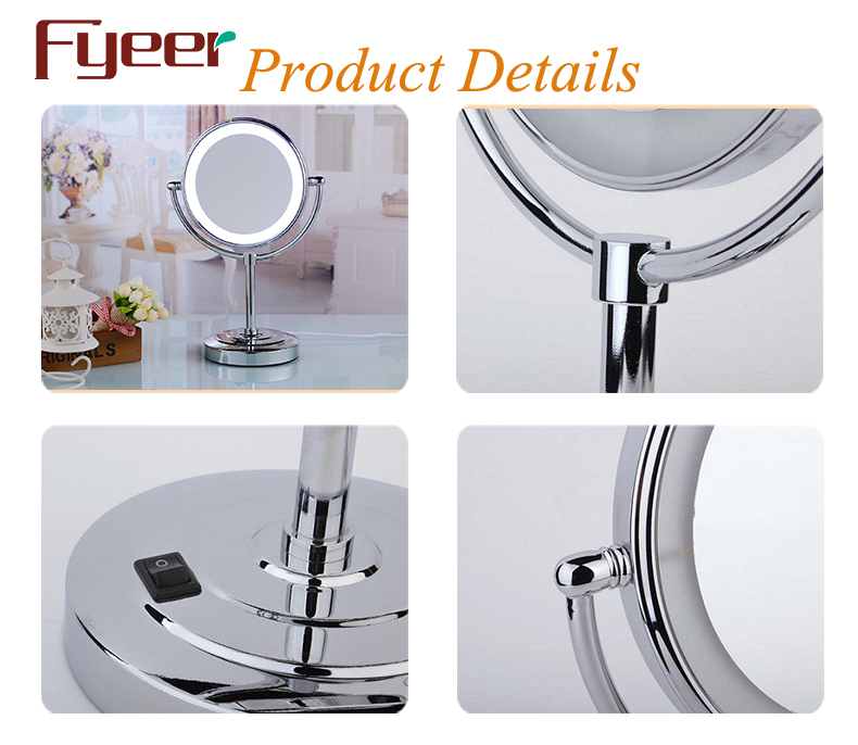 Fyeer Ultra Thin Double Side Cosmetic Table Mirror with LED Light