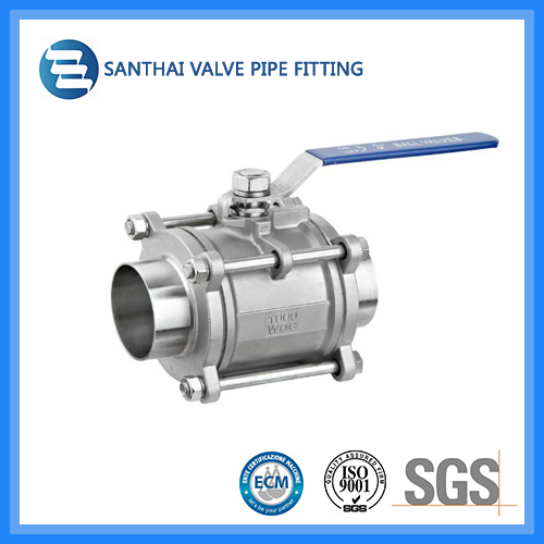 Ss316 SMS Threaded 3 Way Sanitary Stainless Steel Ball Valve