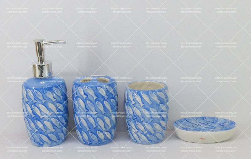 Fish Embossed Bathroom Set for Wholesale