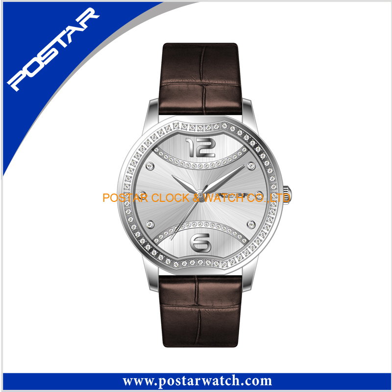 Charming Fashion Good Quality Stainless Steel Ladies Watch with Leather Band