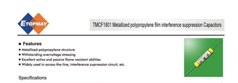 Tmcf1801 Metallized Polypropylene Film Interference Suppression Capacitors