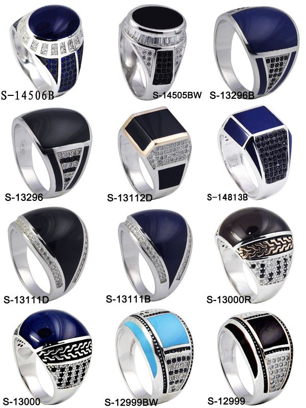 Hot-Selling 925 Sterling Silver Jewelry Enamel Man Ring.