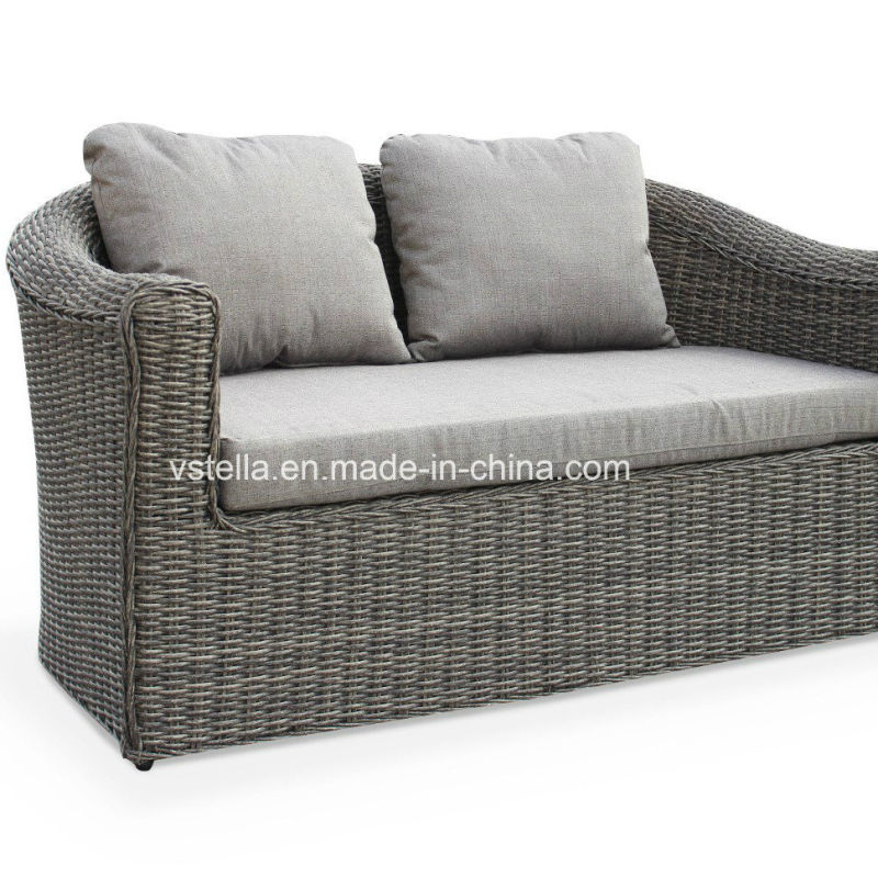 4 PCS Cushioned Wicker Sectional Patio Sofa Furniture Set