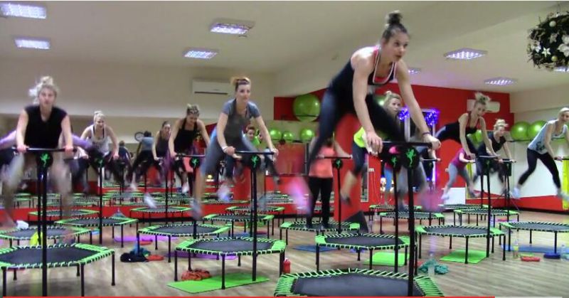 Commercial Jumping Gym Trampoline with Handle Bar