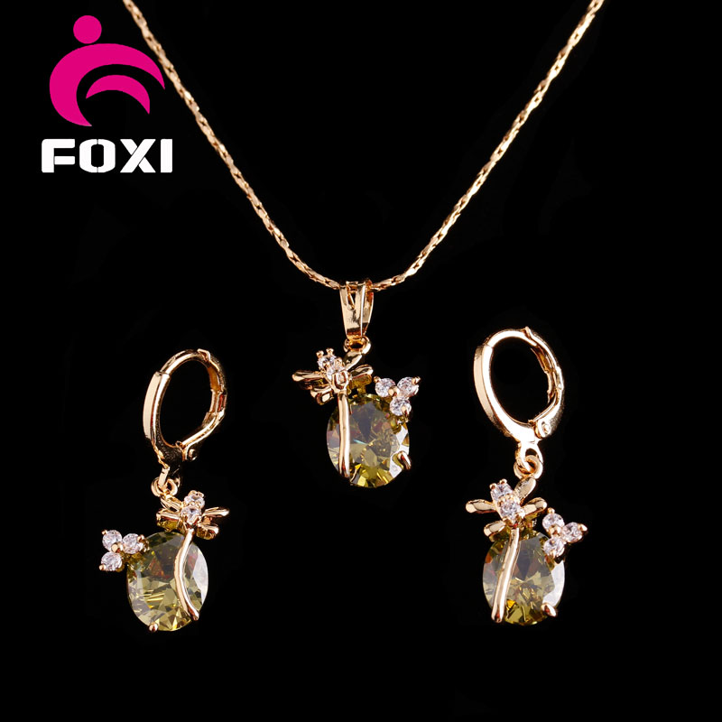 Champagne CZ Stone Fashion Hot Sale Jewelry Sets for Women Party