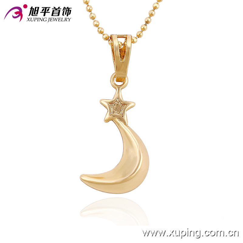 Xuping Fashion Charm 18k Gold-Plated Moon-Shaped Imitation Jewelry Necklace Pendant-32517