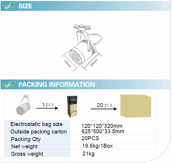 15W LED Track Light with CE (GN-GD-CW1W15)