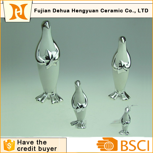 Plating Ceramic Penguin Craft for Home Decoration