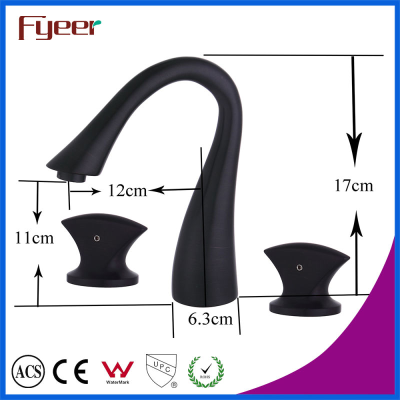 Fyeer Bathroom Black Widespread Faucet for Household and Hotel