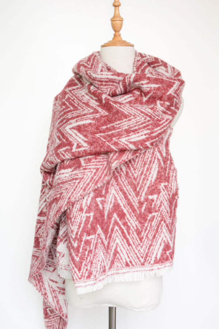Women's Cashmere Like Knitted Winter Heavy Wave Printing Shawl Scarf (SP301)