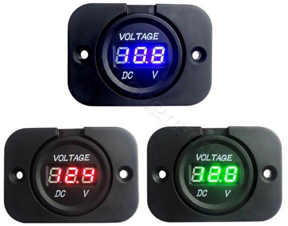 Waterproof 12V Black, Red Light, LED Lamp, Three Digital Display Voltmeter for Ship, Automobile with Ce Certification, Motorcycle