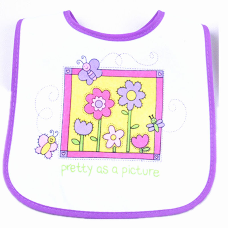 OEM Produce Customized Logo Printed White Cotton Terry Promotional Baby Bibs