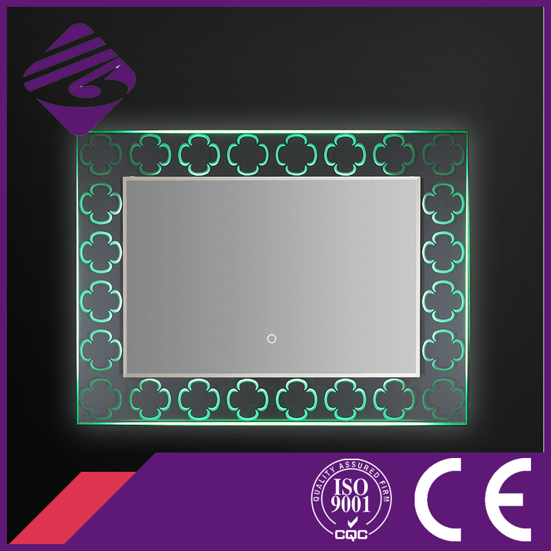 2016 Design Rectangle LED Backlit Bathroom Mirror with Crystal Base