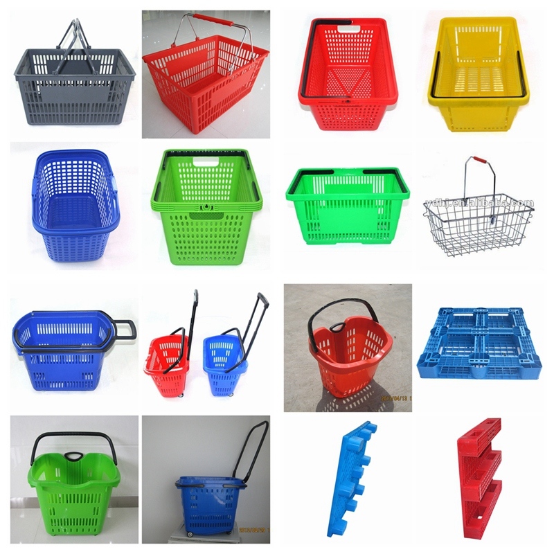 (YD-B7 45L) Plastic Shopping Basket with Wheels with Factory Sale