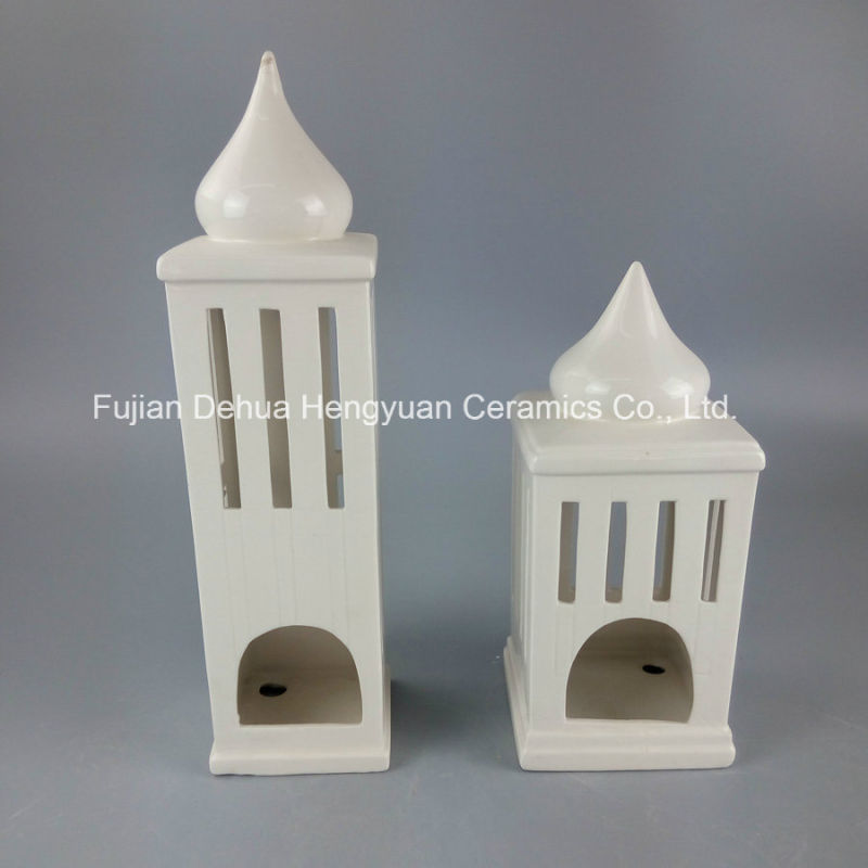 High Quality High-Rise Shape Ceramic Candle Holder House