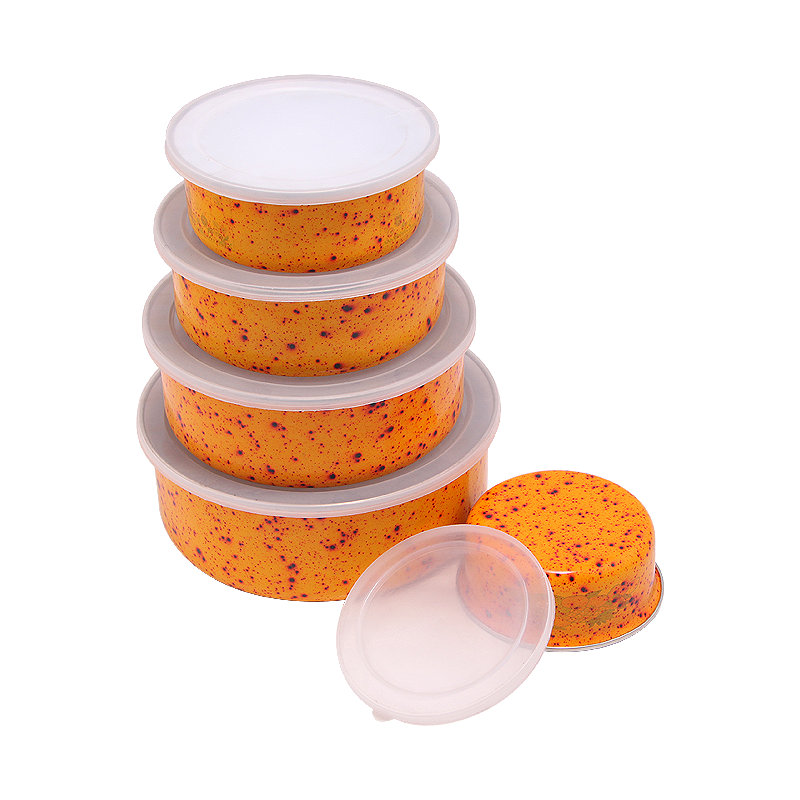 5 Sets Food Storage Container Enamel Food Bowl