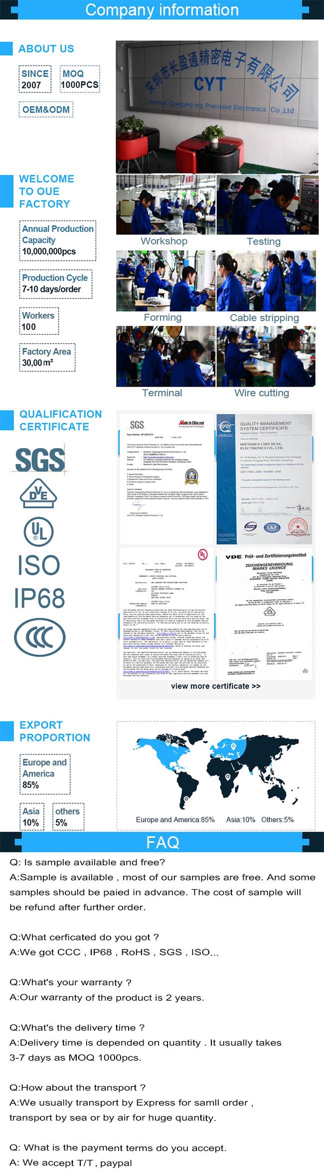 IP68 Waterproof Cable Connector for Underwater Light