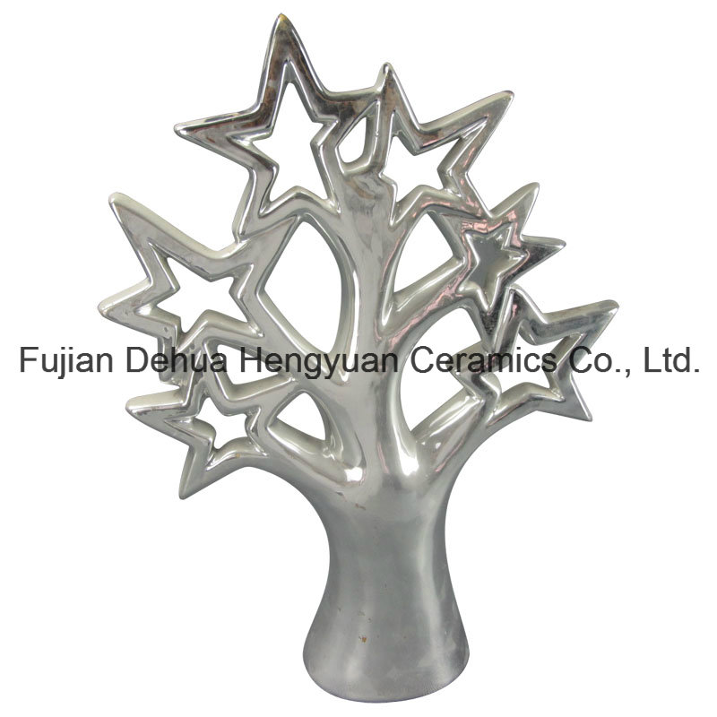 Color Glaze Tree Shaped Ceramic Craft for Home Decoration