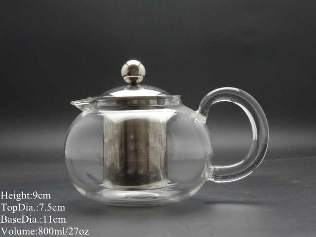 Hand Made Heat Resistant Glass Teapot Tea Pot with Infuser and Lid 800ml for Coffee & Tea Sets