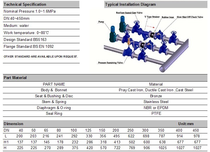 Ductile Iron Globe Style Slow Shut off Check Valve