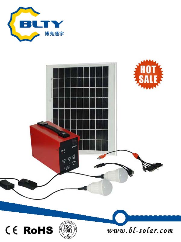 10W Solar Lighting Kit with LEDs and USB Outputs