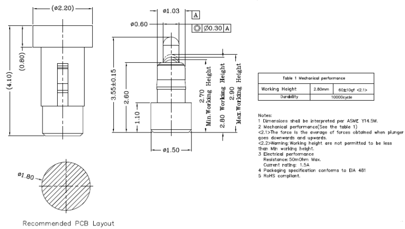 Brass Pogo Pin for SMT with Small Diameter 0.6