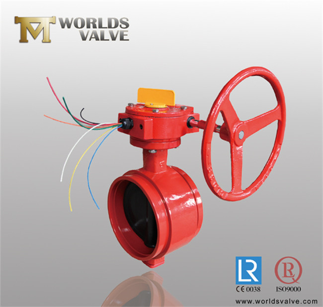 Red Colour Grooved Wafer Butterfly Valve