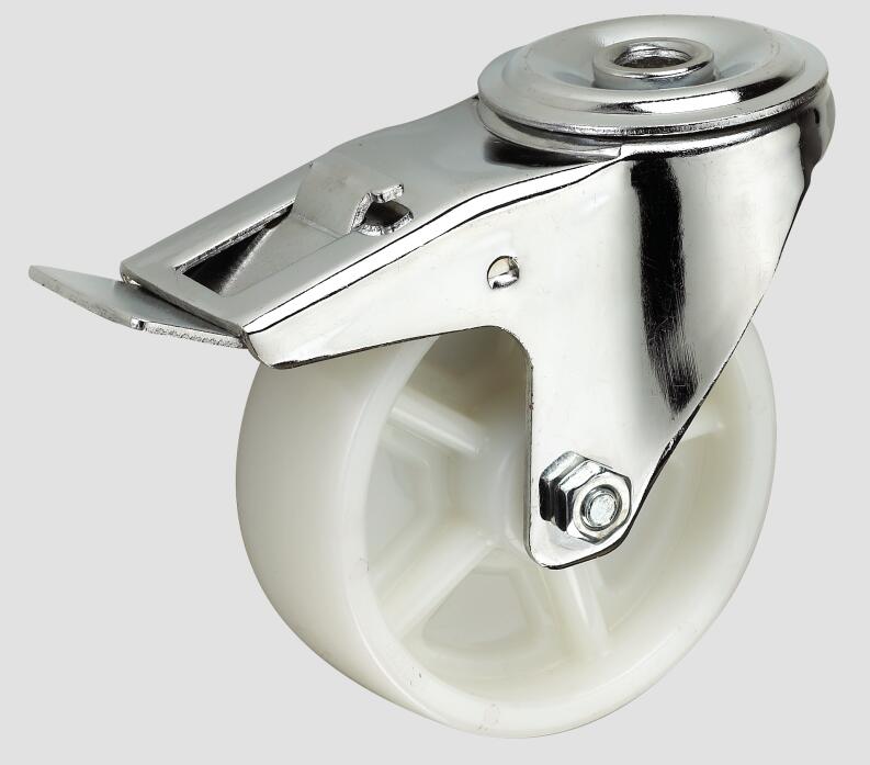 4inch Industrial Caster White PP Ball Caster with Side Brake