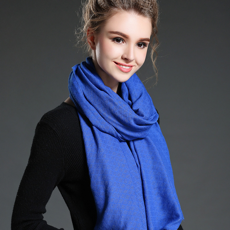 Women in Winter to Keep Warm Plain Blue Polyester Scarf Shawl