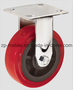 4inch Heavy-Duty Red PU Fixed Caster Wheel