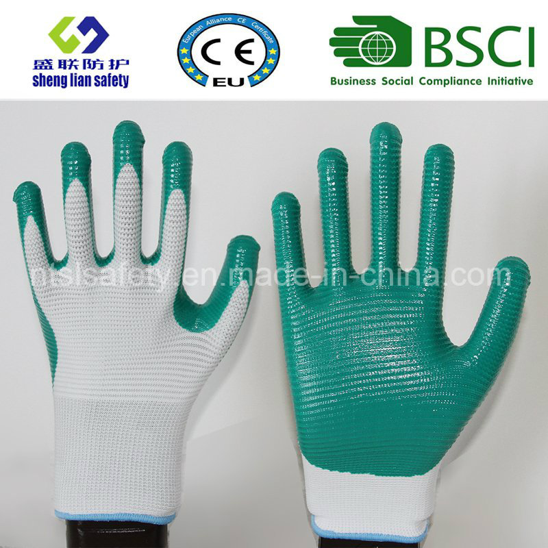 13G Polyester Shell with Nitrile Coated Work Gloves (SL-N113)