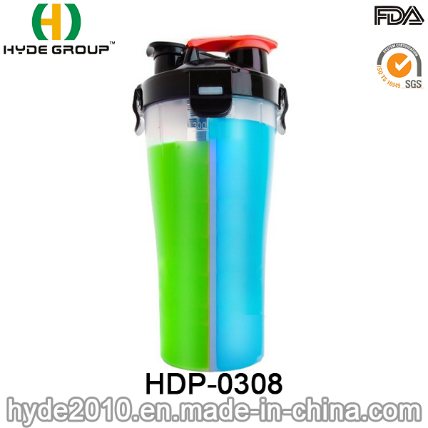 Portable Plastic BPA Free PP Shaker Bottle, Plastic Protein Powder Shaker Bottle (HDP-0308)