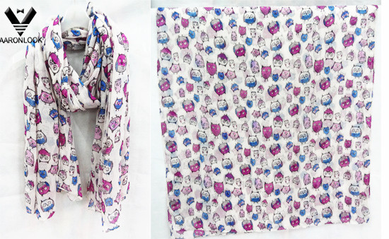 Fashionable Cheap Owl Print Scarf Polyester