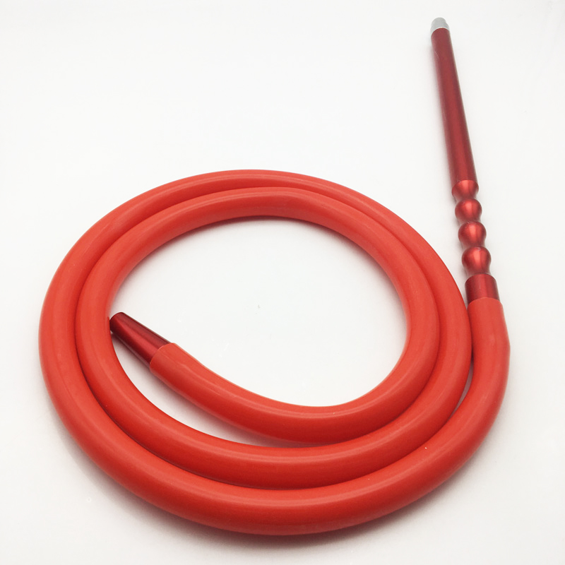 2m Red Silicone Hookah Shisha Hose with Metal Mouthpiece (ES-HH-016-1)