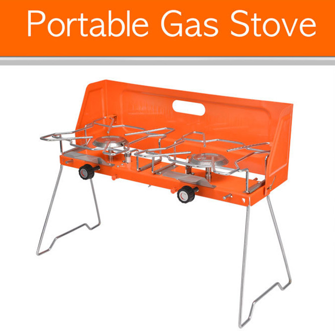 Foldable Freestanding Camping Double Burner Gas Stove