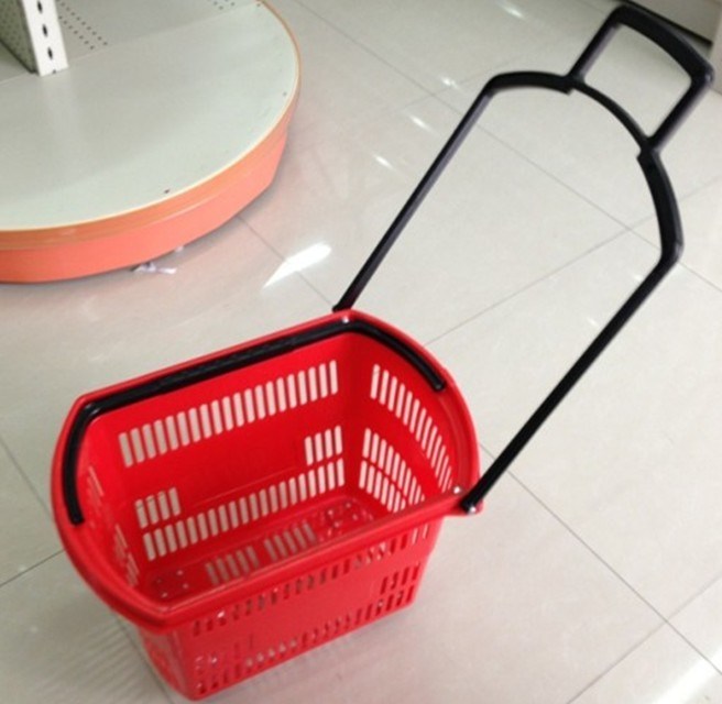 Wheels Plastic Shopping Basket