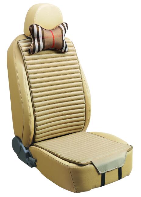 Car Seat Cover Flat Shape Double Sides Use with Checked Flax and Pleuche-Beige