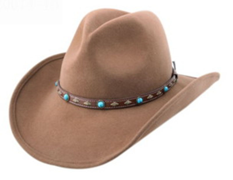 Brown Cowboy Style Fashion Felt Hat with Big Brim (CW0006/08)