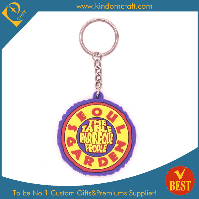 Wholesale High Quality Round Shape Rubber Key Chain Promotion Gift with Publicity Logo