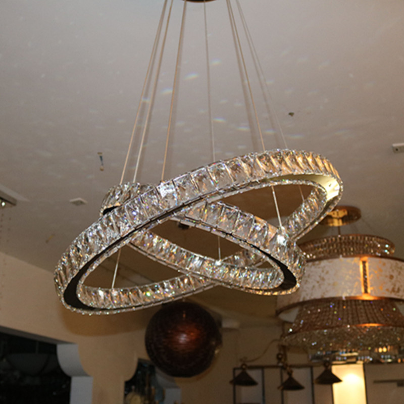 Modern Two Round Luxury Crystal Chandelier, Hotel Pendant Lighting