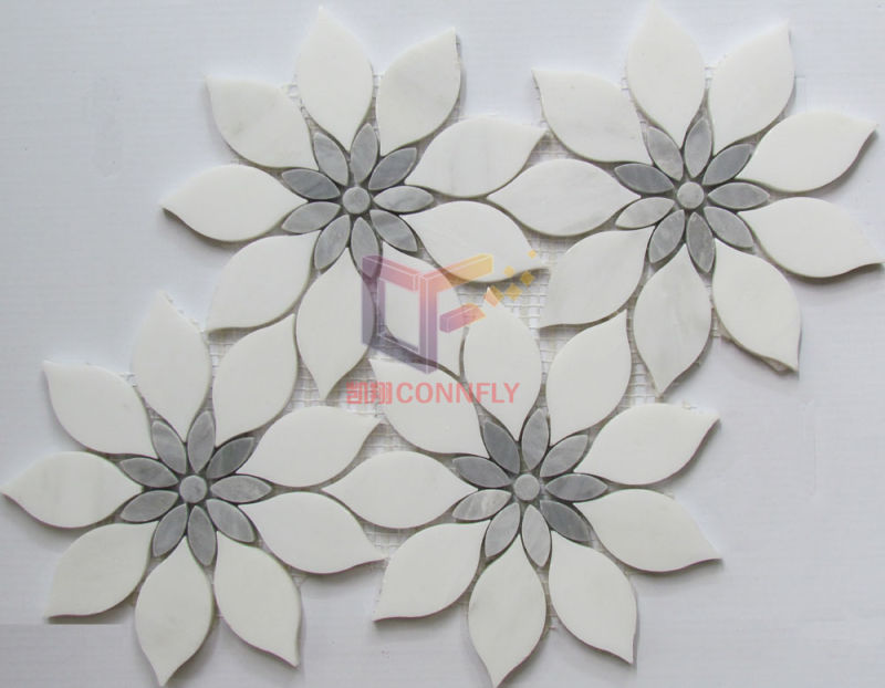 Pebble Stone White Marble Mosaic Tile for Wall and Floor (CFS1176)